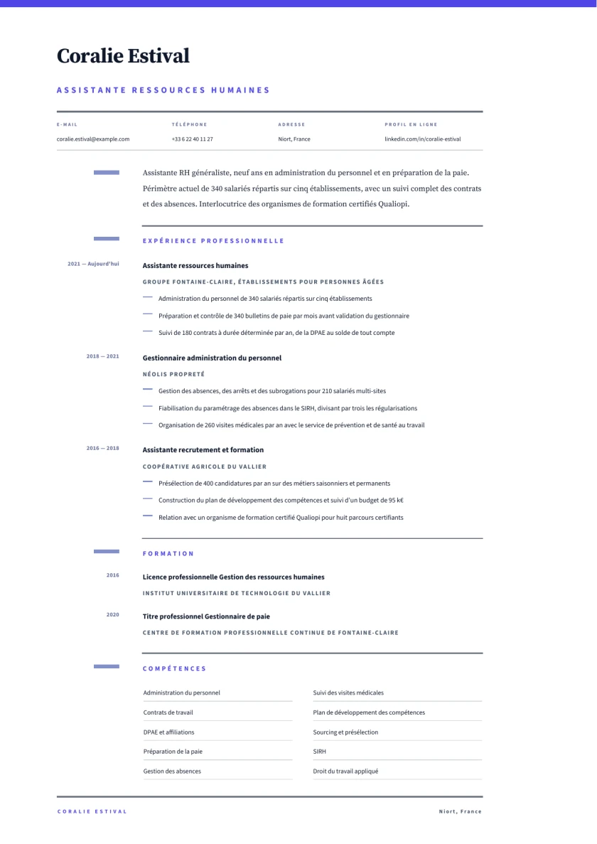 Aperçu Assistant·e RH — Assistante ressources humaines