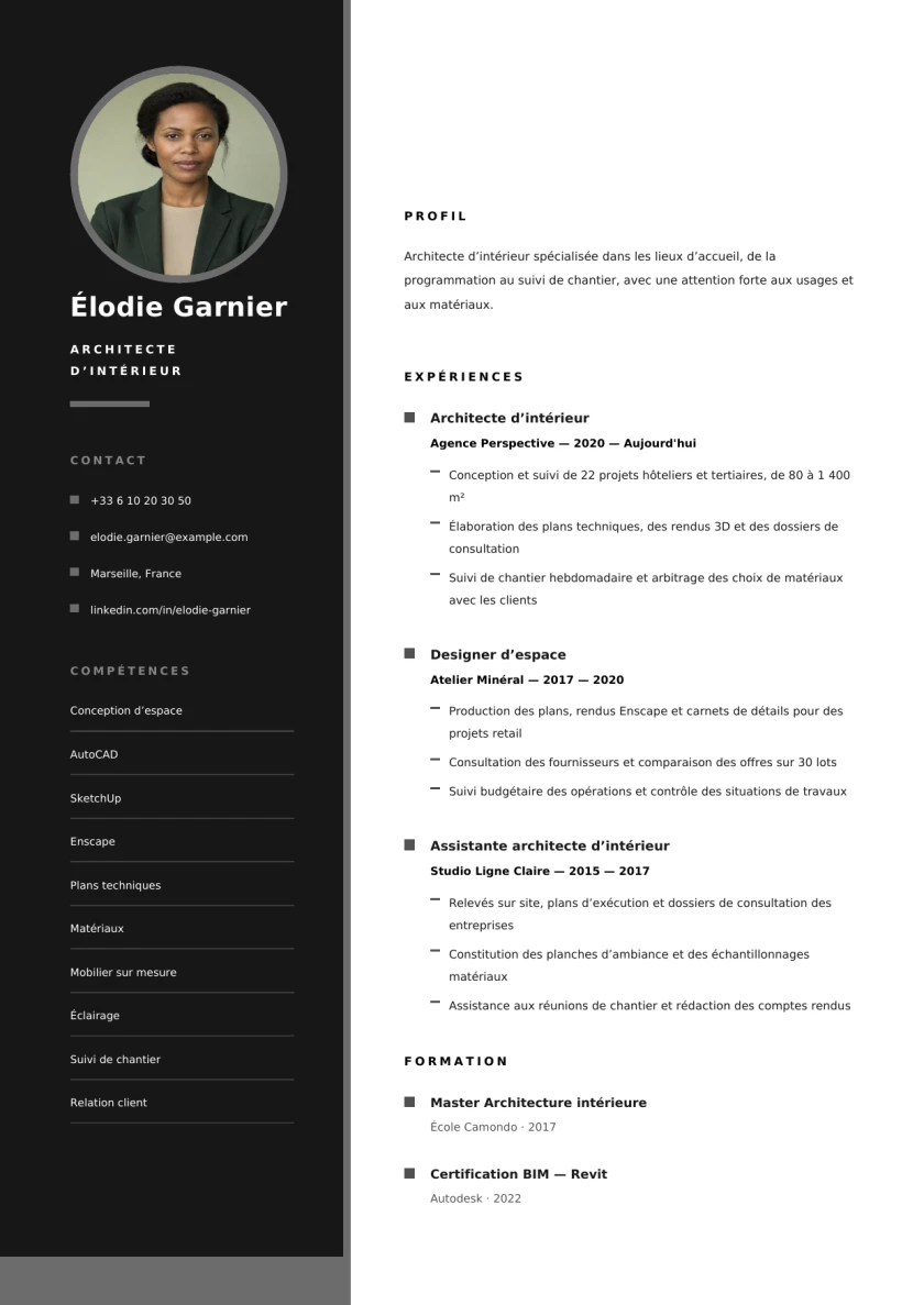 Aperçu de la famille Contraste Split : page coupée en deux moitiés contrastées.