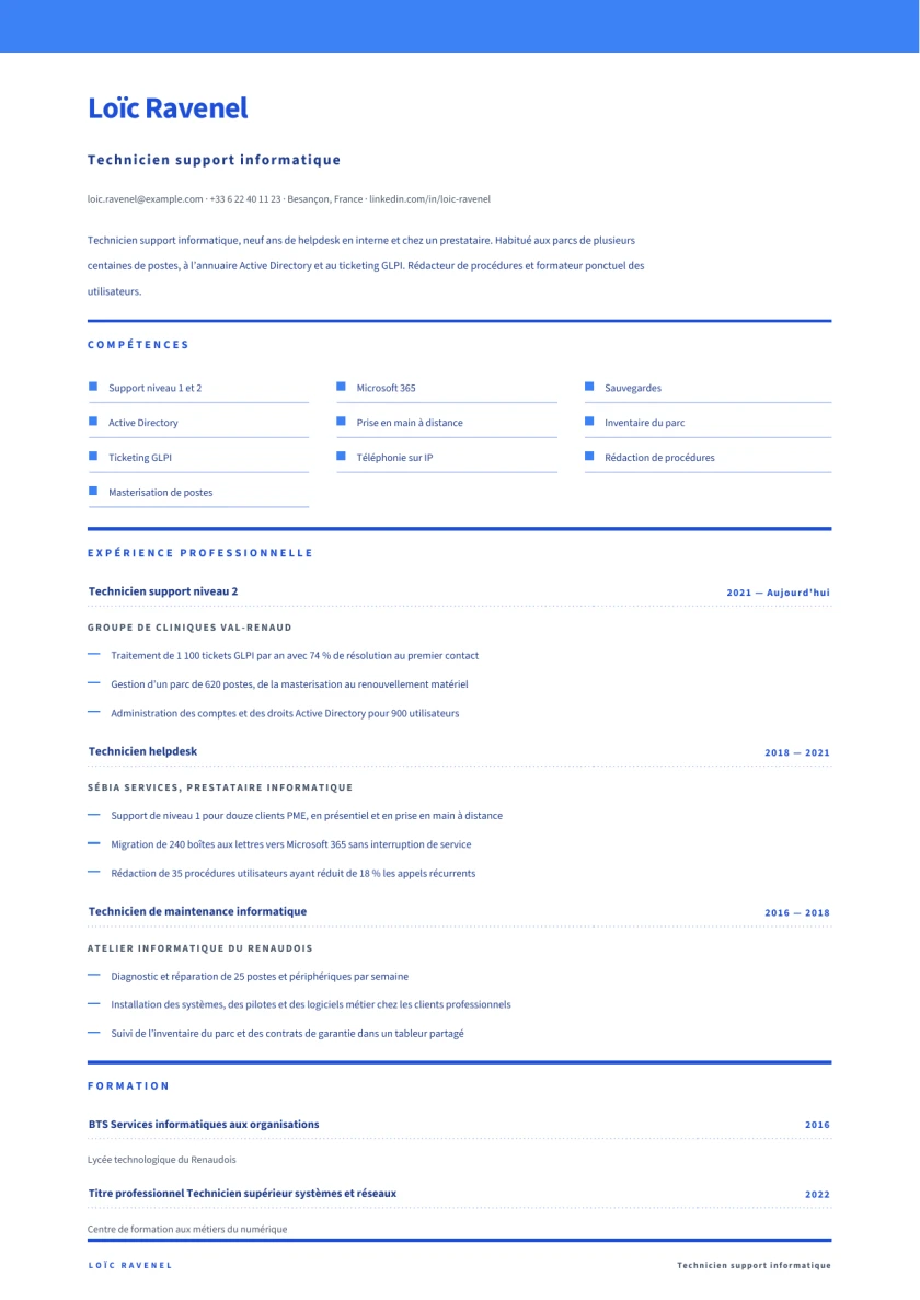 Aperçu Support informatique — Technicien support informatique