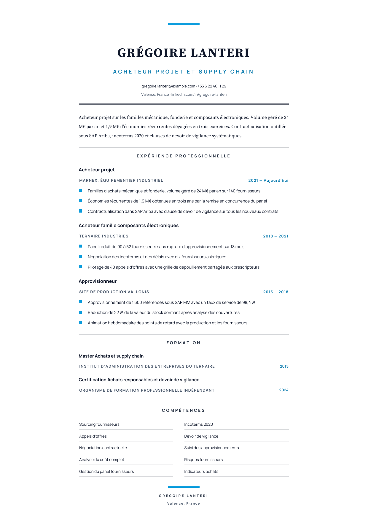 Aperçu Achats & supply chain — Acheteur projet et supply chain