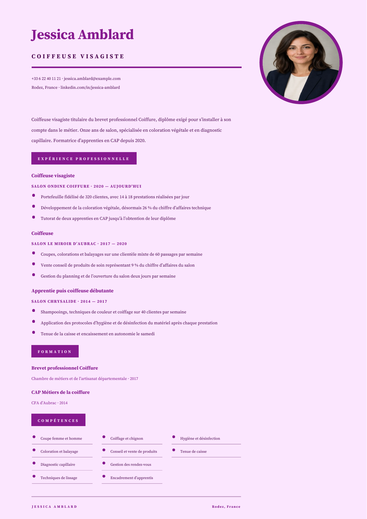 Aperçu Beauté & artisanat — Coiffeuse visagiste