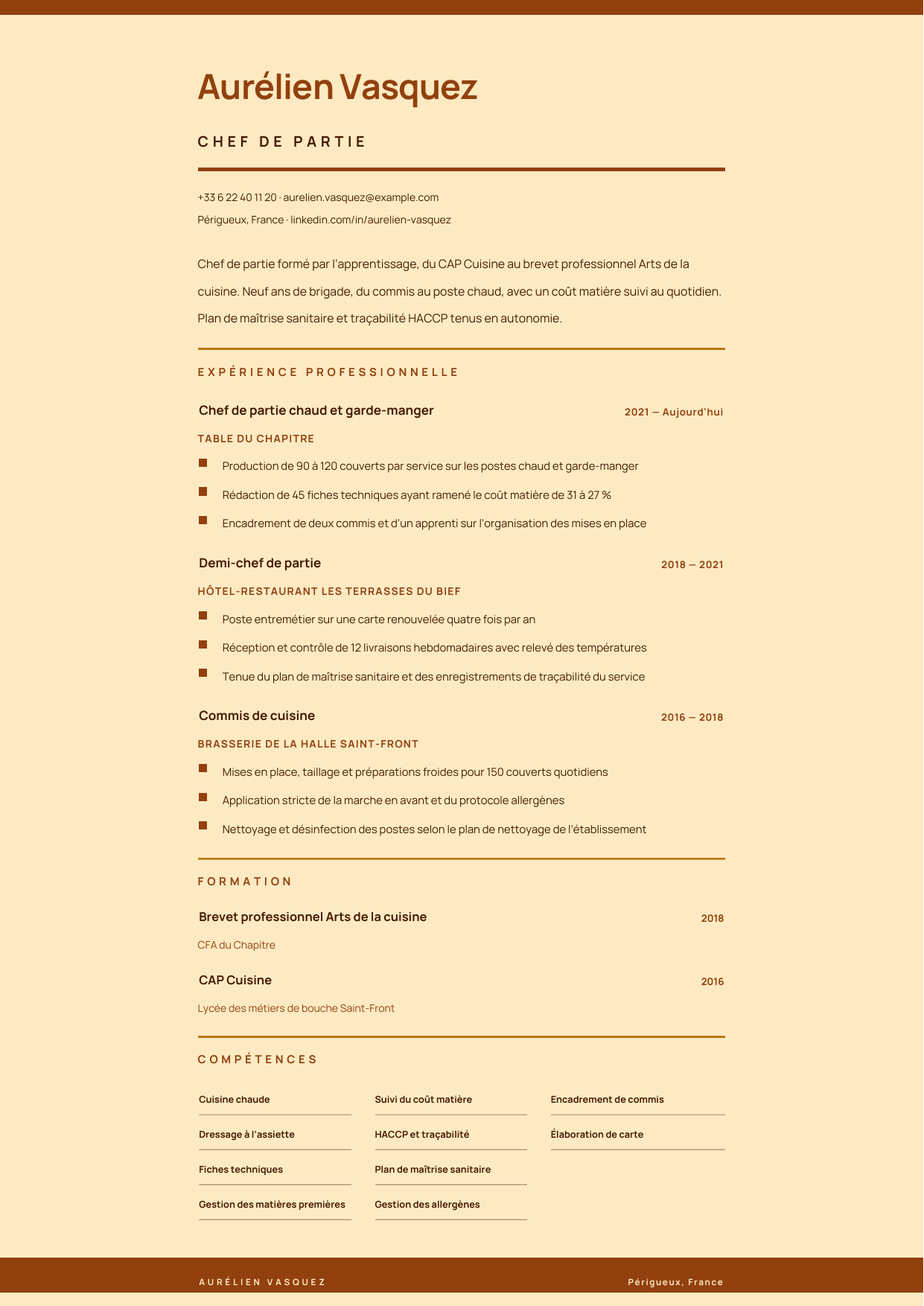 Aperçu Cuisine & brigade — Chef de partie