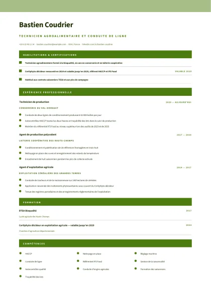 Aperçu A4 du modèle Agriculture & agroalimentaire