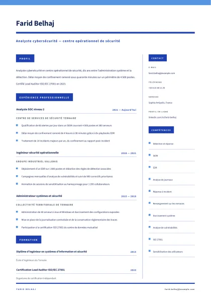 Aperçu A4 du modèle Cybersécurité