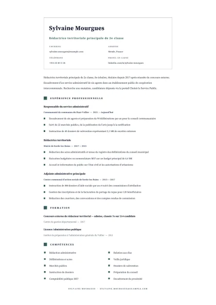Aperçu A4 du modèle Fonction publique