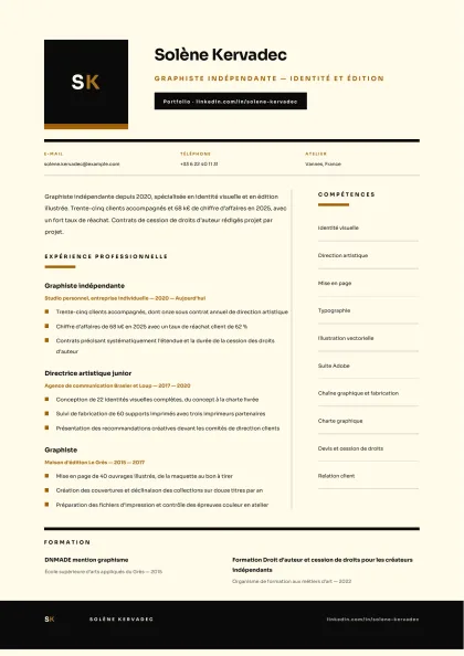 Aperçu A4 du modèle Graphiste indépendant·e