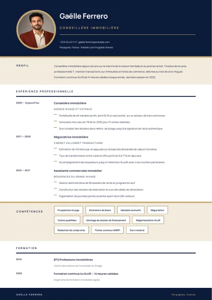 Aperçu A4 du modèle Immobilier