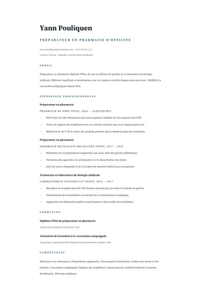Aperçu A4 du modèle Pharmacie & biologie