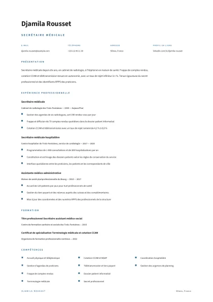 Aperçu A4 du modèle Secrétariat médical