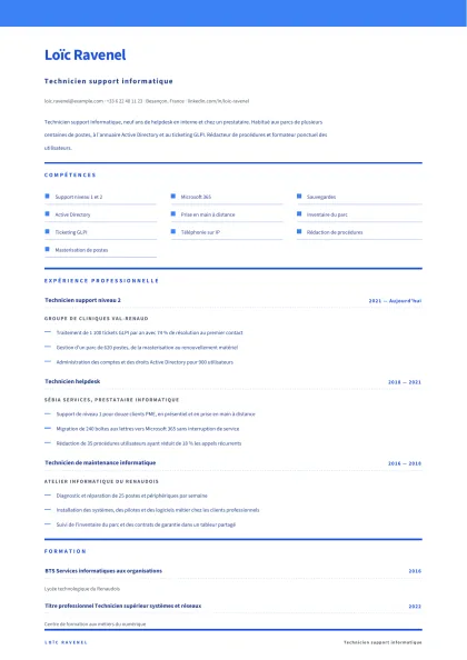 Aperçu A4 du modèle Support informatique