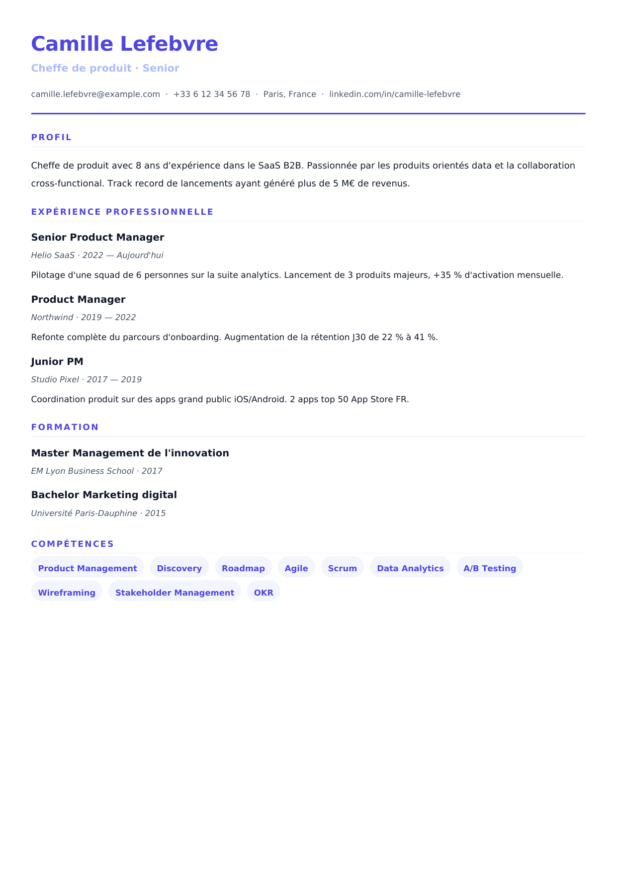 Modèle de CV modern-azure