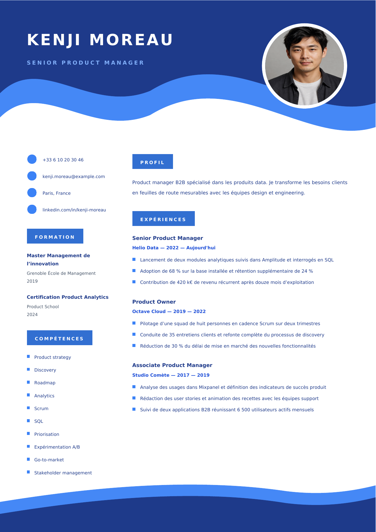 Aperçu Hero Moderne — Senior Product Manager