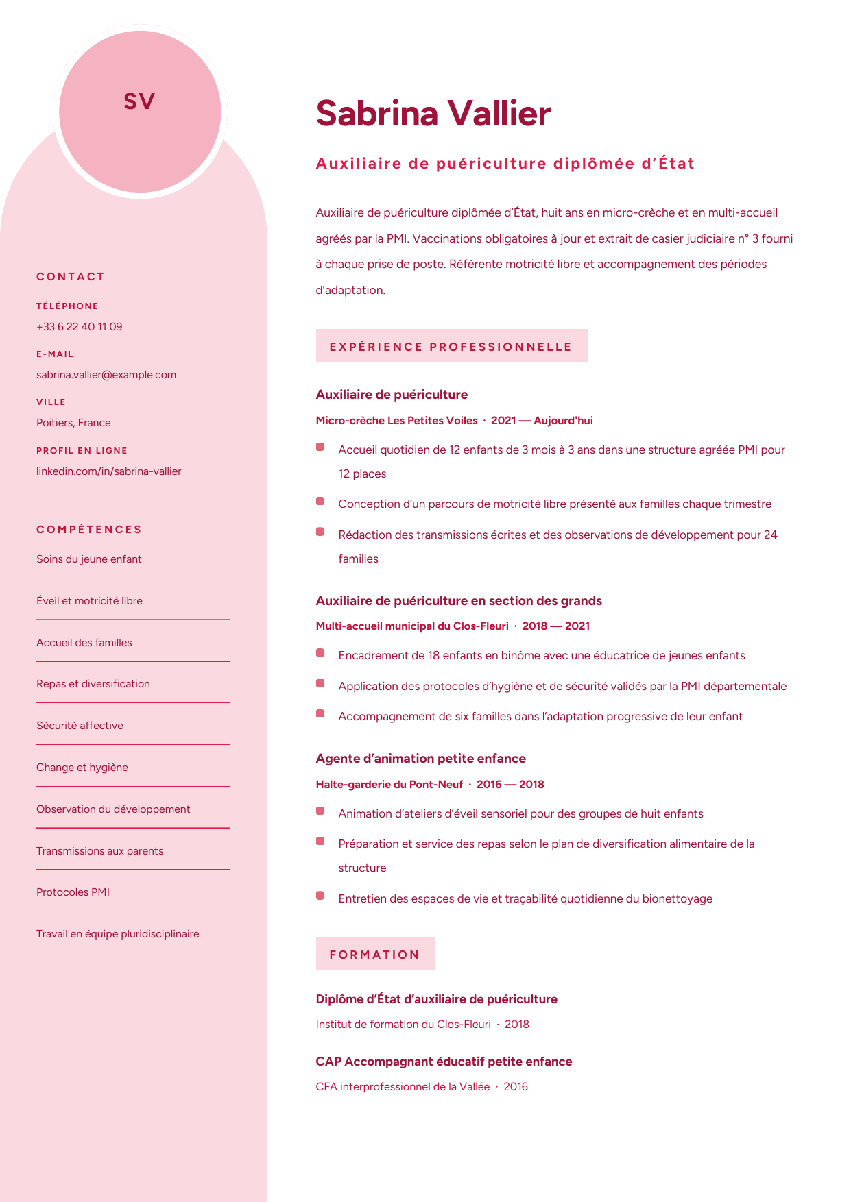 Aperçu Petite enfance — Auxiliaire de puériculture diplômée d’État