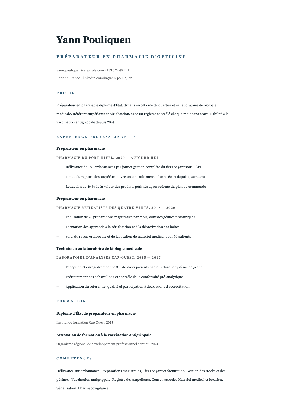 Aperçu Pharmacie & biologie — Préparateur en pharmacie d’officine