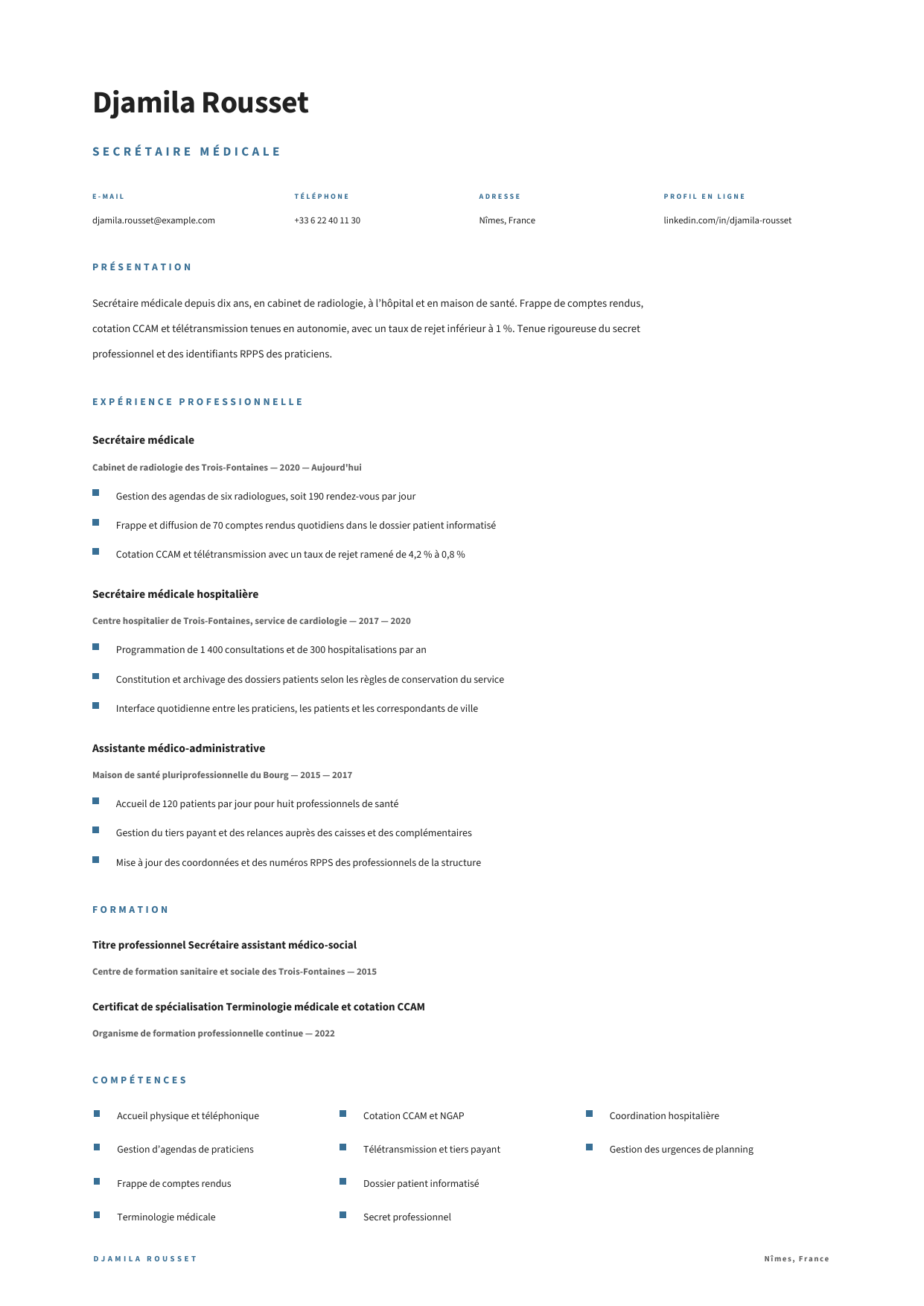 Aperçu Secrétariat médical — Secrétaire médicale